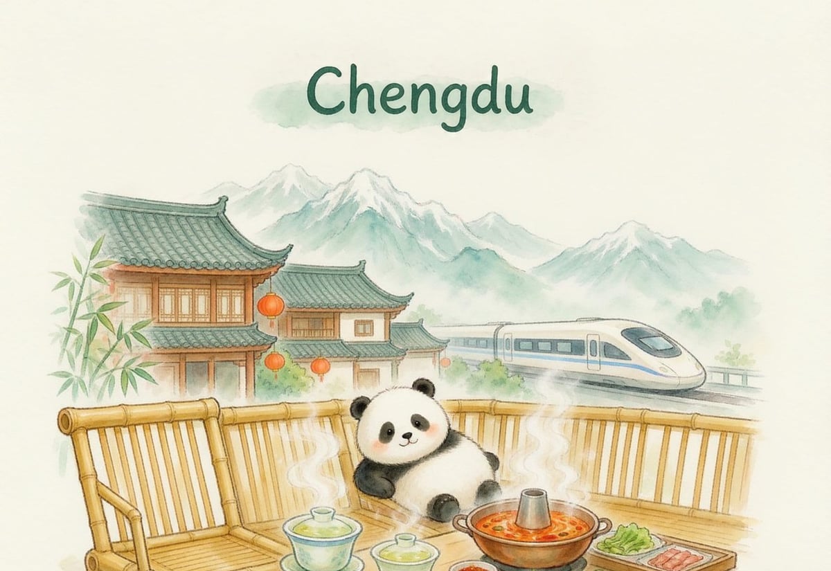 Cover illustration for Chengdu Digital Nomad Guide: Teahouses, Tech Hubs & Sichuan Living