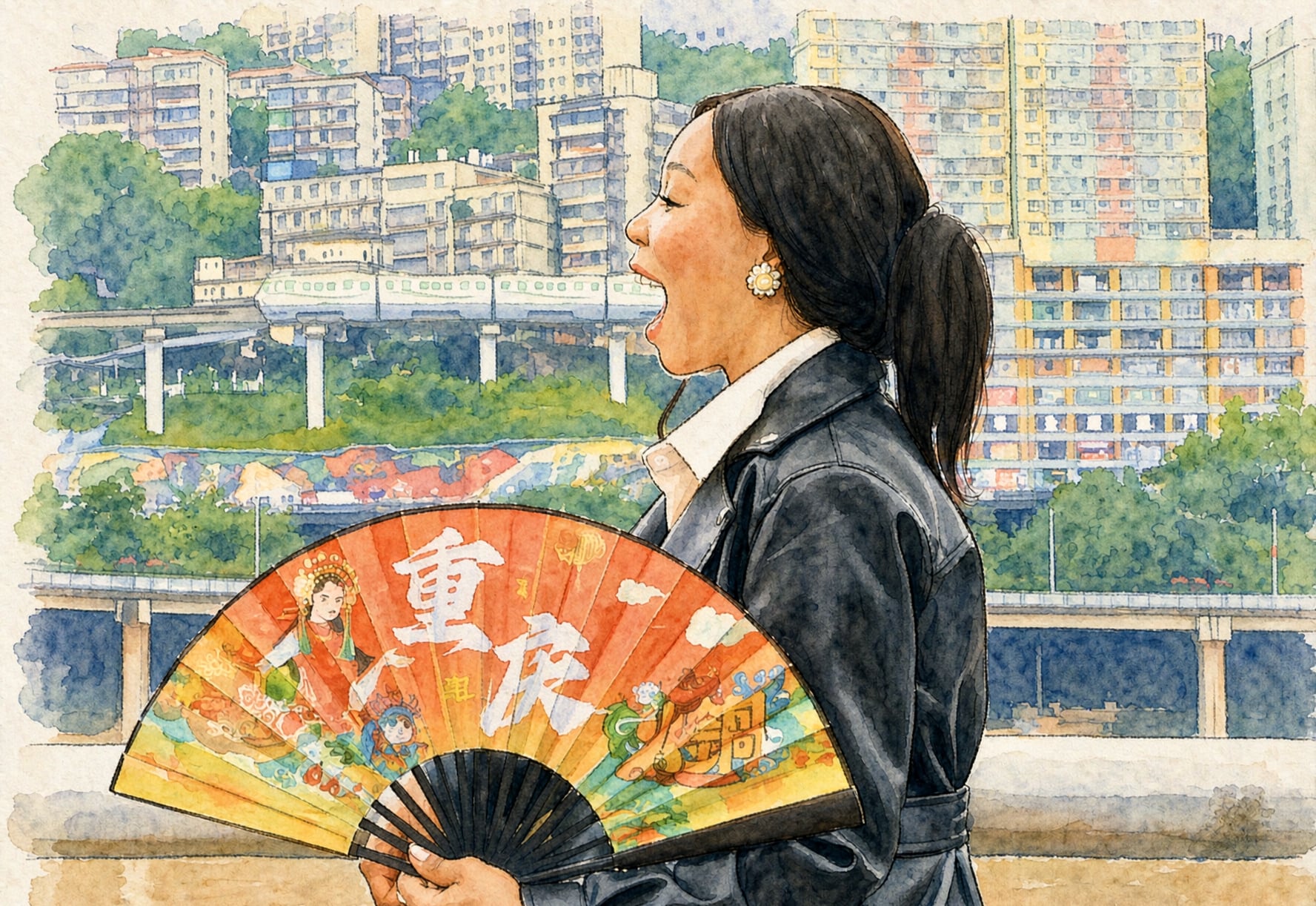 Cover illustration for Chongqing Slow Travel Guide: Yangtze Cableway, Vertical Alleys & Foggy Living